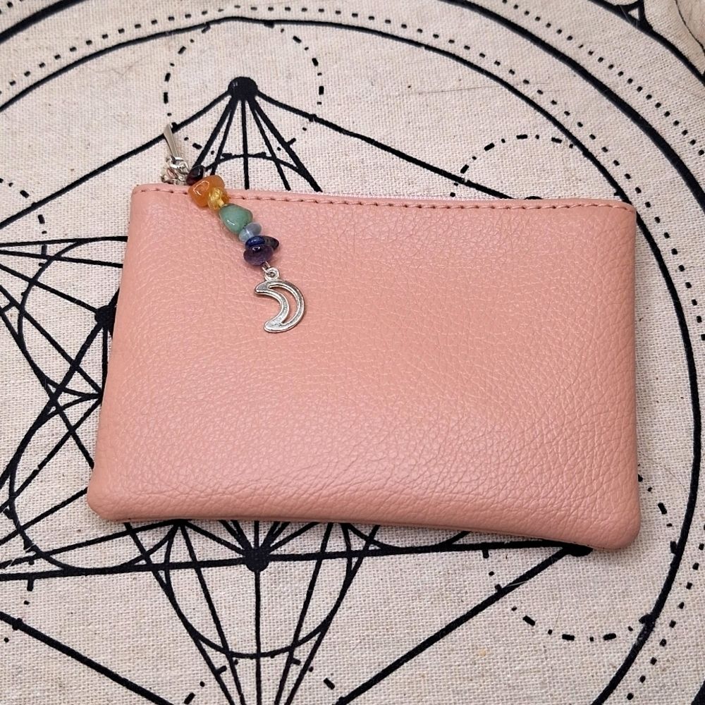 BLUSH pink zipper wallet vegan leather change purse credit card holder